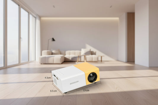 Mini Projector – 1080P Full HD Support, Portable LED Projector, 4K Video Playback, Multiple Connectivity Options aber die maße lassen
